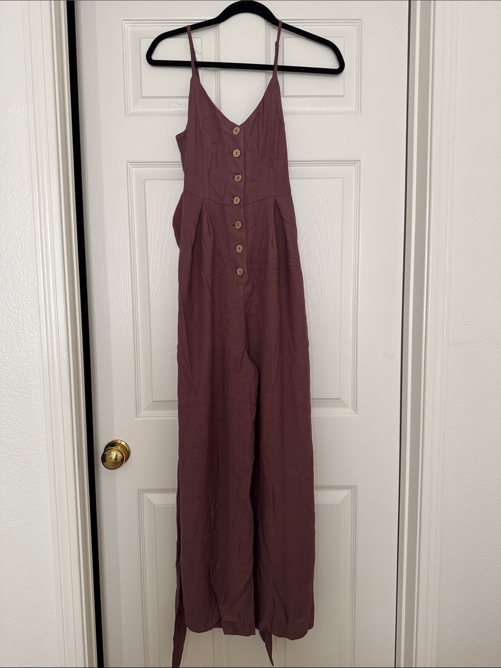 MAJORELLE Sleeveless Button-Front Jumpsuit in Mauve from REVOLVE